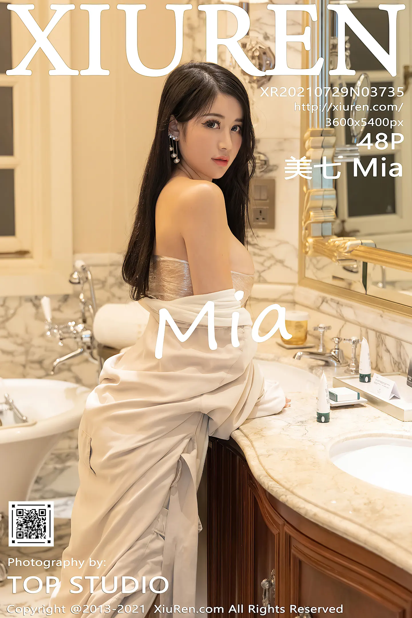 [XiuRen秀人网]VOL.3735 模特美七Mia浴室保鲜膜主题私房泡泡浴秀惹火身材撩人诱惑写真48P-秀人网官方网站